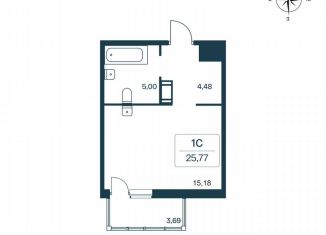 Продам квартиру студию, 25.8 м2, городской посёлок Янино-1, Цветной бульвар, 9к1