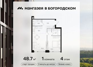 Продам 1-ком. квартиру, 48.7 м2, Москва