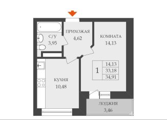 Продам 1-ком. квартиру, 33.2 м2, Ленинградская область, Рябиновая улица, 8к4