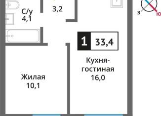 Продаю 1-комнатную квартиру, 33.4 м2, поселок Светлые Горы, жилой комплекс Смарт Квартал Лесная Отрада, к4