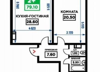 Продается трехкомнатная квартира, 80 м2, Краснодар, Дубравная улица, Прикубанский округ