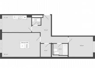 Продам 2-ком. квартиру, 60.3 м2, деревня Яковлево