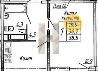 Продается однокомнатная квартира, 38.5 м2, Воронеж, улица Пескова, 6, Центральный район