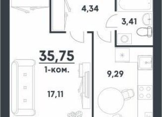 Продам 1-комнатную квартиру, 35.8 м2, Волгоградская область, улица Иссы Плиева, 6В