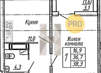 Продаю однокомнатную квартиру, 38.3 м2, Воронеж, улица Пескова, 6