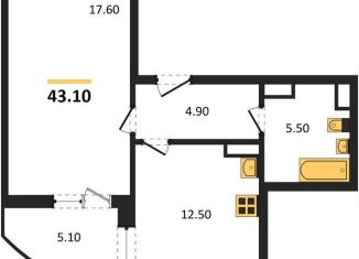 Продажа 1-комнатной квартиры, 43.1 м2, Воронеж, улица Полковника Богомолова, 1, Советский район