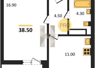 Однокомнатная квартира на продажу, 38.5 м2, Воронеж, улица Пескова, 6