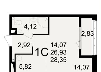 Продаю квартиру студию, 28.4 м2, Рязанская область