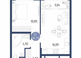 Продам однокомнатную квартиру, 38.8 м2, село Дядьково