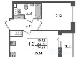 Продам однокомнатную квартиру, 33.3 м2, Санкт-Петербург, Приморский район