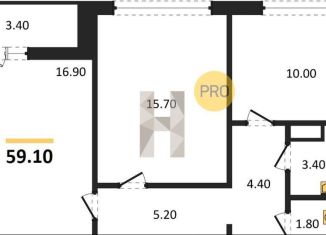 Продаю 2-комнатную квартиру, 59.1 м2, Воронеж, улица Пескова, 6