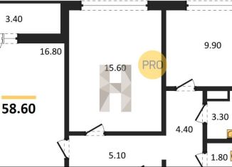 Продажа 2-комнатной квартиры, 58.6 м2, Воронеж, улица Пескова, 6