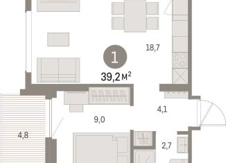 Продается 1-комнатная квартира, 39.2 м2, Екатеринбург