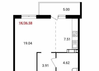 1-ком. квартира на продажу, 36.6 м2, Красноярский край, Соколовская улица, 20В