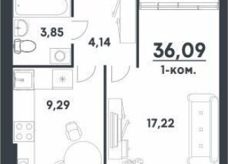 Продажа однокомнатной квартиры, 36.1 м2, Волгоградская область, улица Иссы Плиева, 6В