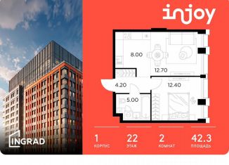 Продается двухкомнатная квартира, 42.3 м2, Москва, САО