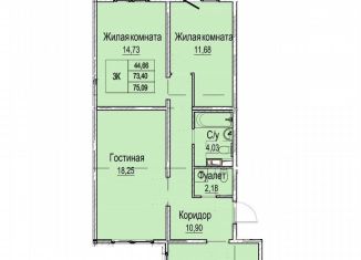 Продам трехкомнатную квартиру, 76.8 м2, Нижегородская область