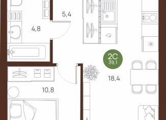 Продам однокомнатную квартиру, 39.1 м2, Новосибирск, метро Площадь Ленина