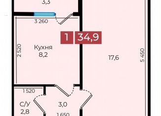 Продаю 1-ком. квартиру, 34.6 м2, Невинномысск