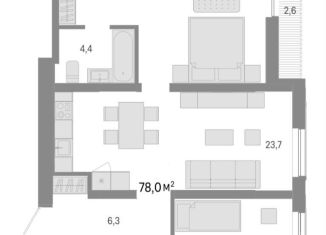 Продажа трехкомнатной квартиры, 78 м2, Новосибирск, метро Речной вокзал