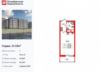 Продается квартира студия, 24.6 м2, Санкт-Петербург, метро Улица Дыбенко