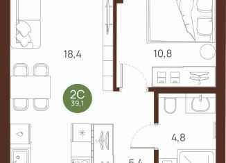 Продам однокомнатную квартиру, 39.1 м2, Новосибирск, метро Площадь Ленина