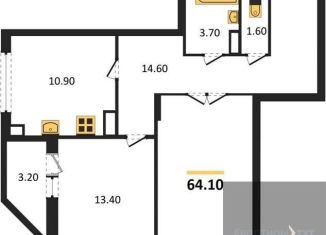 Продается двухкомнатная квартира, 64.1 м2, Воронеж, ЖК Высота, Краснознамённая улица, 57/5