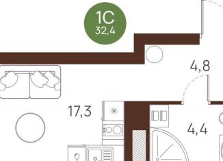 Продам квартиру студию, 32.4 м2, Новосибирск, метро Площадь Ленина, улица Ясный Берег, 30/2