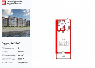 Квартира на продажу студия, 24.5 м2, Санкт-Петербург, метро Улица Дыбенко