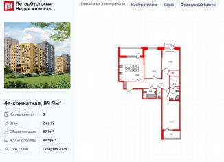 Продается 3-комнатная квартира, 89.9 м2, Санкт-Петербург, муниципальный округ Коломяги