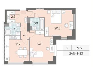 Продаю 2-комнатную квартиру, 65.9 м2, Москва, станция Верхние Котлы