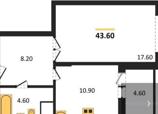 1-ком. квартира на продажу, 43.6 м2, Воронеж, ЖК Высота, Краснознамённая улица, 57/5