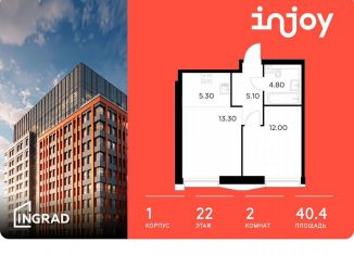 Продажа 2-комнатной квартиры, 40.4 м2, Москва, САО