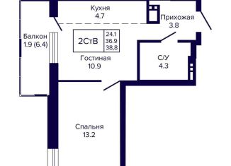 Продам 2-ком. квартиру, 38.8 м2, Новосибирск, Заельцовский район, улица Ляпидевского, 5