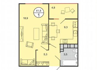 Продам 1-комнатную квартиру, 41.3 м2, Ставропольский край