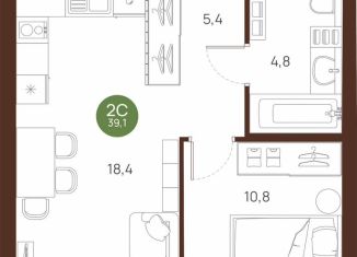 Продам однокомнатную квартиру, 39.1 м2, Новосибирск, метро Площадь Ленина