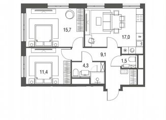 Продажа 3-комнатной квартиры, 58.8 м2, Москва, станция Бульвар Рокоссовского, Тагильская улица, 2к1