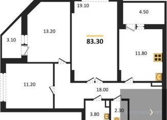 Продается 3-ком. квартира, 83.3 м2, Воронеж, Краснознамённая улица, 57/5, ЖК Высота