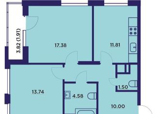 Продам 2-комнатную квартиру, 63.2 м2, Воронеж, улица Ломоносова, 116А