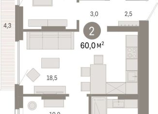 Продажа 2-ком. квартиры, 60 м2, Новосибирск