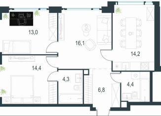 Продам 3-комнатную квартиру, 73.2 м2, Москва, метро Мичуринский проспект, жилой комплекс Левел Мичуринский, к1