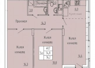 Продажа трехкомнатной квартиры, 76.2 м2, Воронеж, Беговая улица, 49