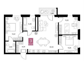 Продается 3-комнатная квартира, 82.3 м2, Рязанская область