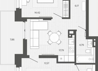 Продам 2-ком. квартиру, 72.4 м2, Барнаул, Октябрьский район