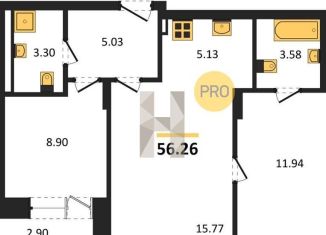 Продам двухкомнатную квартиру, 56.3 м2, Новосибирск, метро Сибирская, улица Дуси Ковальчук, 246