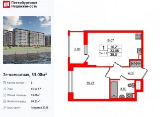 Продается 1-комнатная квартира, 33.1 м2, Санкт-Петербург, муниципальный округ Невский