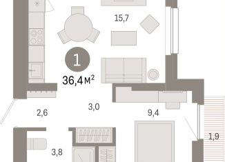 Продаю 1-ком. квартиру, 36.4 м2, Новосибирск, Заельцовский район