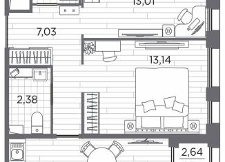 Продажа 2-ком. квартиры, 57.5 м2, Санкт-Петербург, метро Площадь Мужества