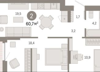 Продаю 2-комнатную квартиру, 60.7 м2, Новосибирск, метро Заельцовская