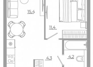 Продается 1-комнатная квартира, 35.4 м2, Екатеринбург, метро Ботаническая